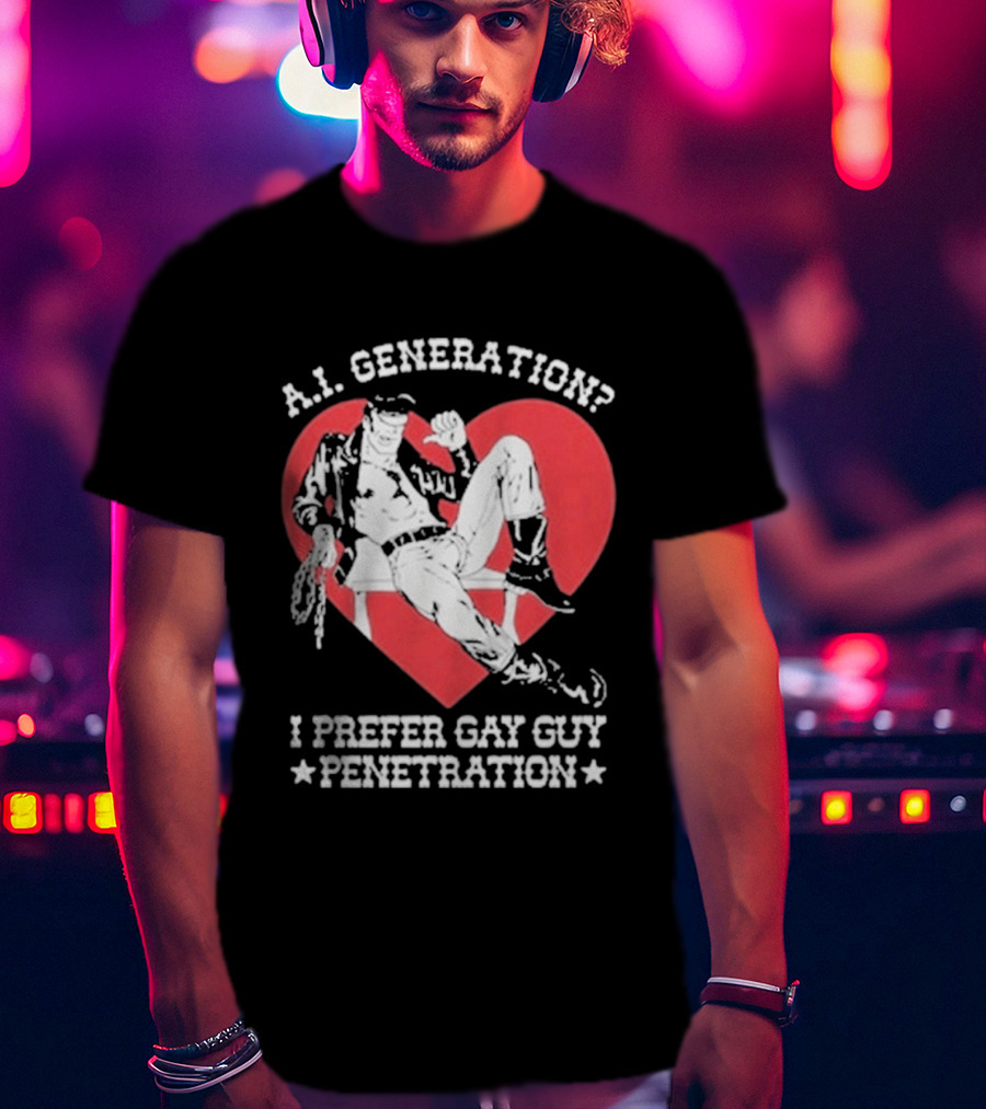 A.I. Generation I Prefer Gay Guy Penetration Heart T-Shirt