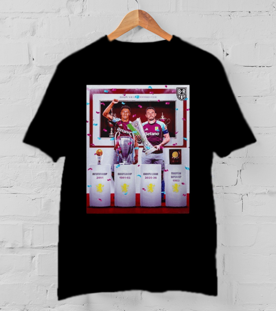 Aston Villa Football Club Europa League 2025 26 European Cup Winners T-Shirt