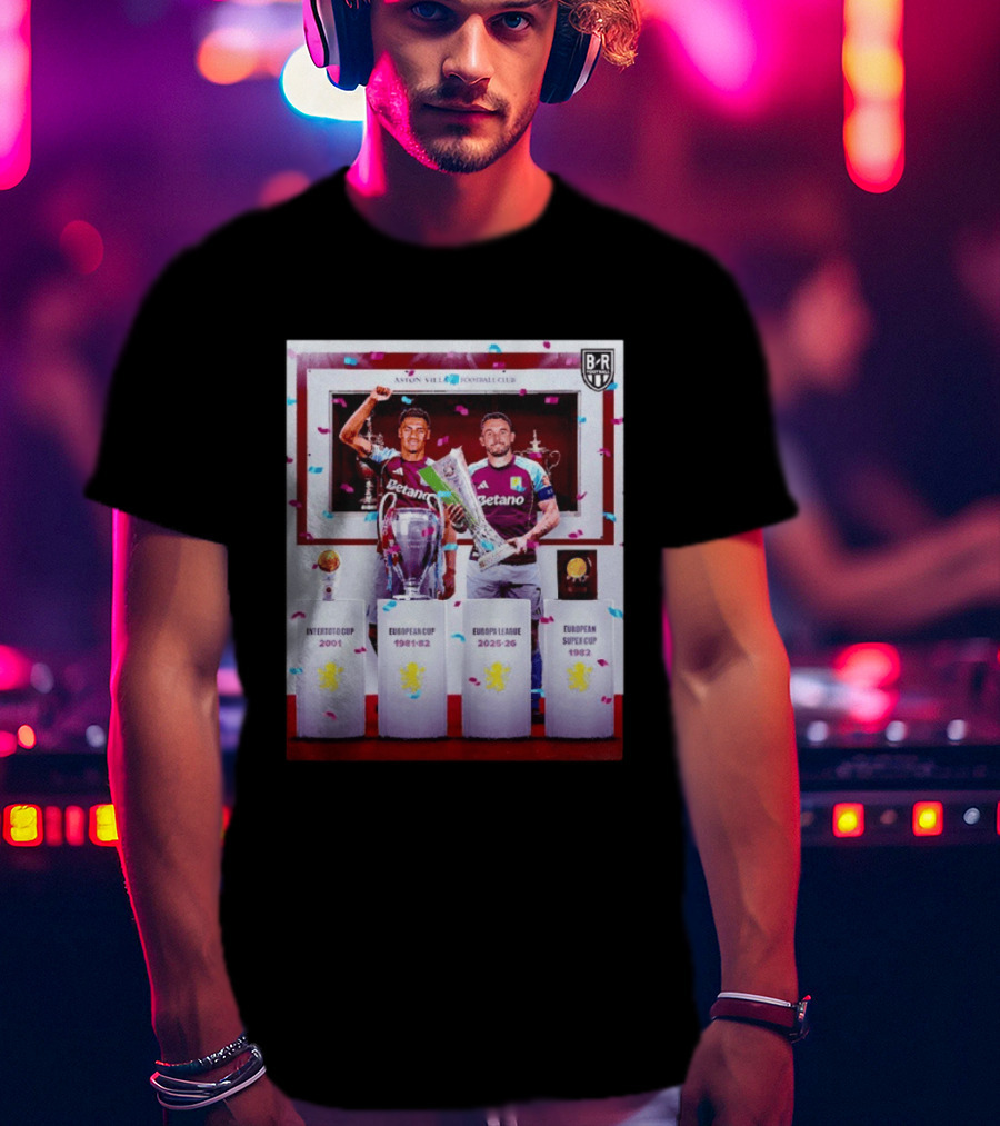 Aston Villa Football Club Europa League 2025 26 European Cup Winners T-Shirt