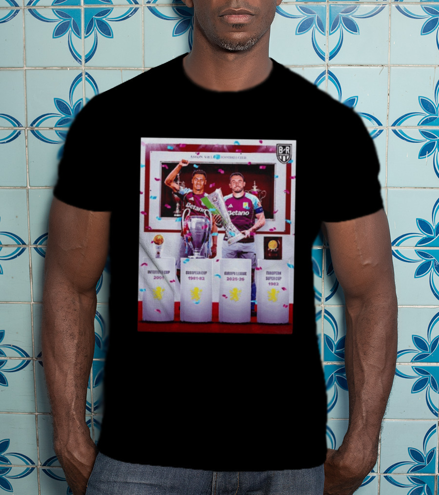 Aston Villa Football Club Europa League 2025 26 European Cup Winners T-Shirt