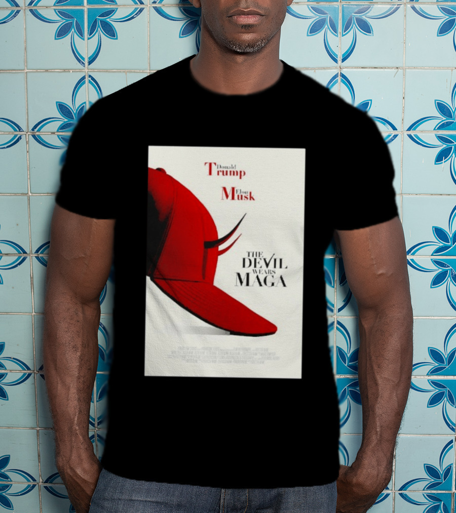 Donald Trump Elon Musk The Devil Wears MAGA Hat With Horns T-Shirt