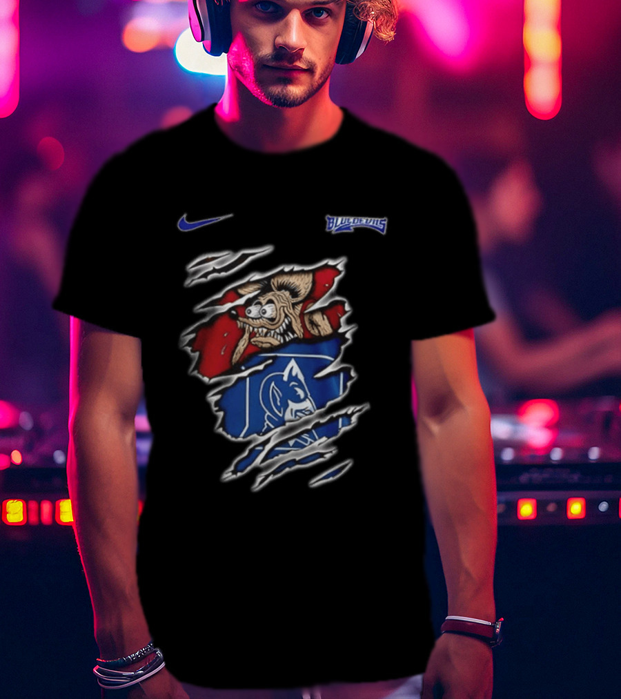 Nike Duke Blue Devils NCAA Rat Fink Built To Not Bow Blue Devils T-Shirt