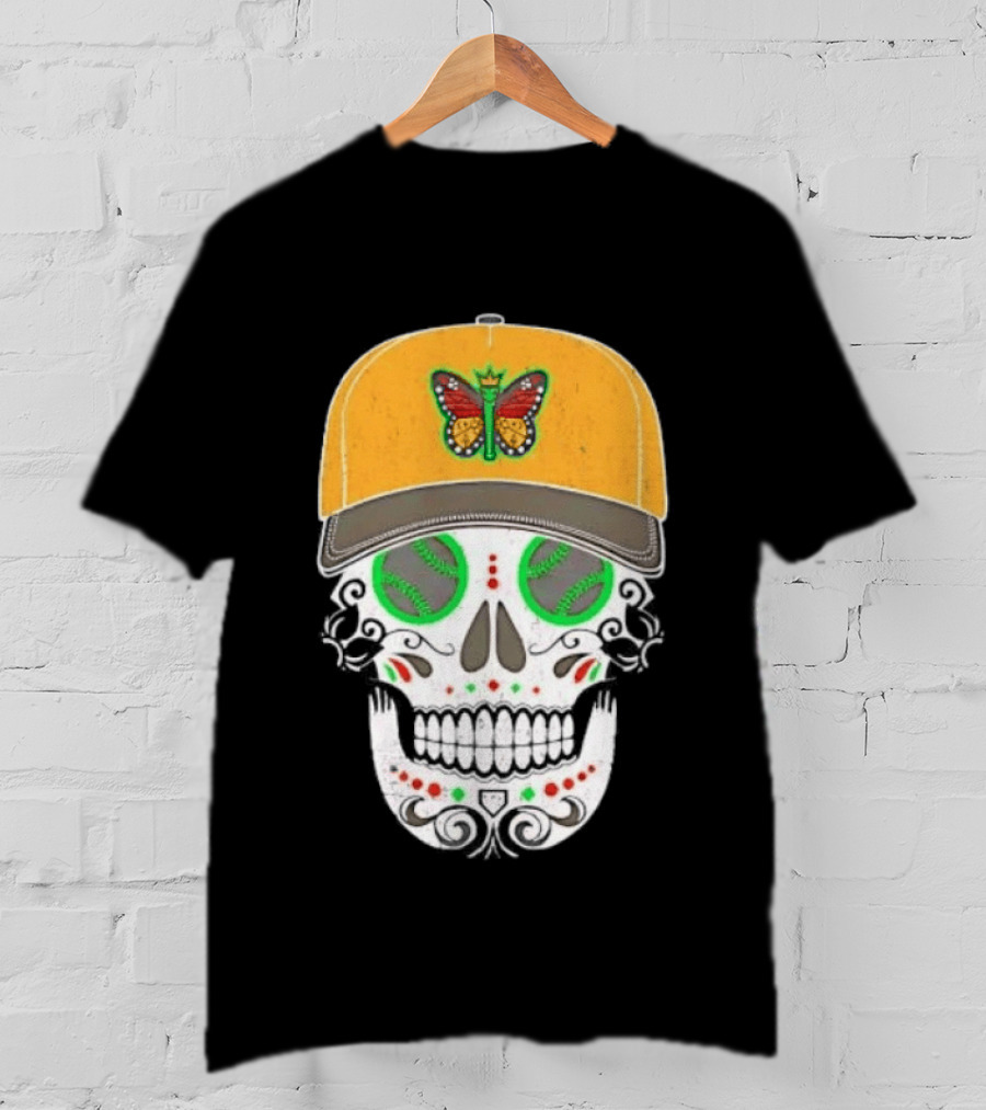 Eugene Emeralds Sugar Skull Baseball Butterfly Cap T-Shirt
