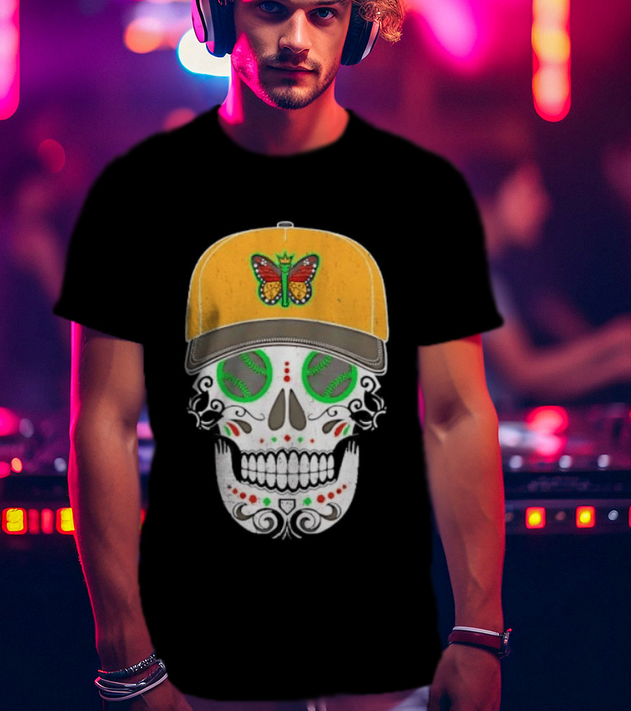 Eugene Emeralds Sugar Skull Baseball Butterfly Cap T-Shirt