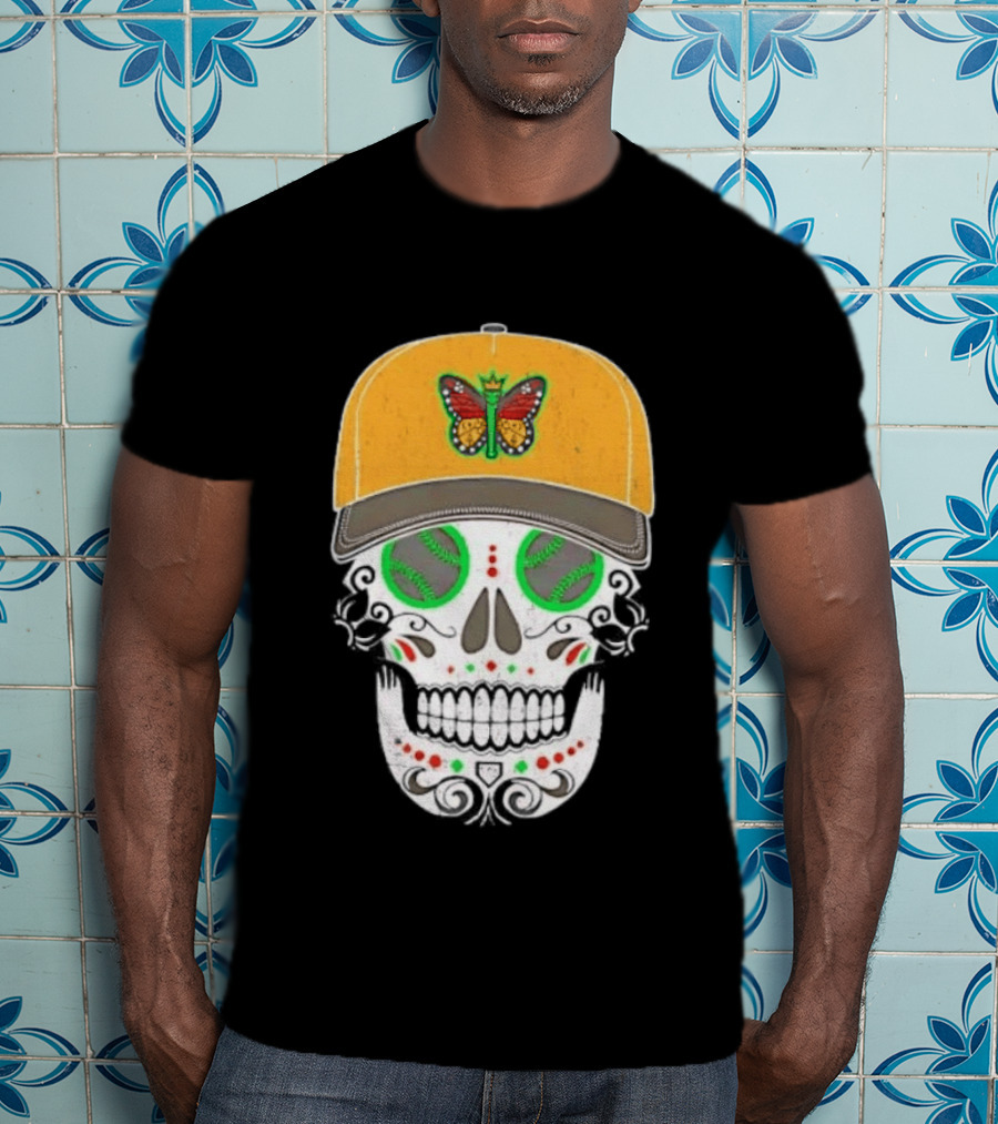 Eugene Emeralds Sugar Skull Baseball Butterfly Cap T-Shirt