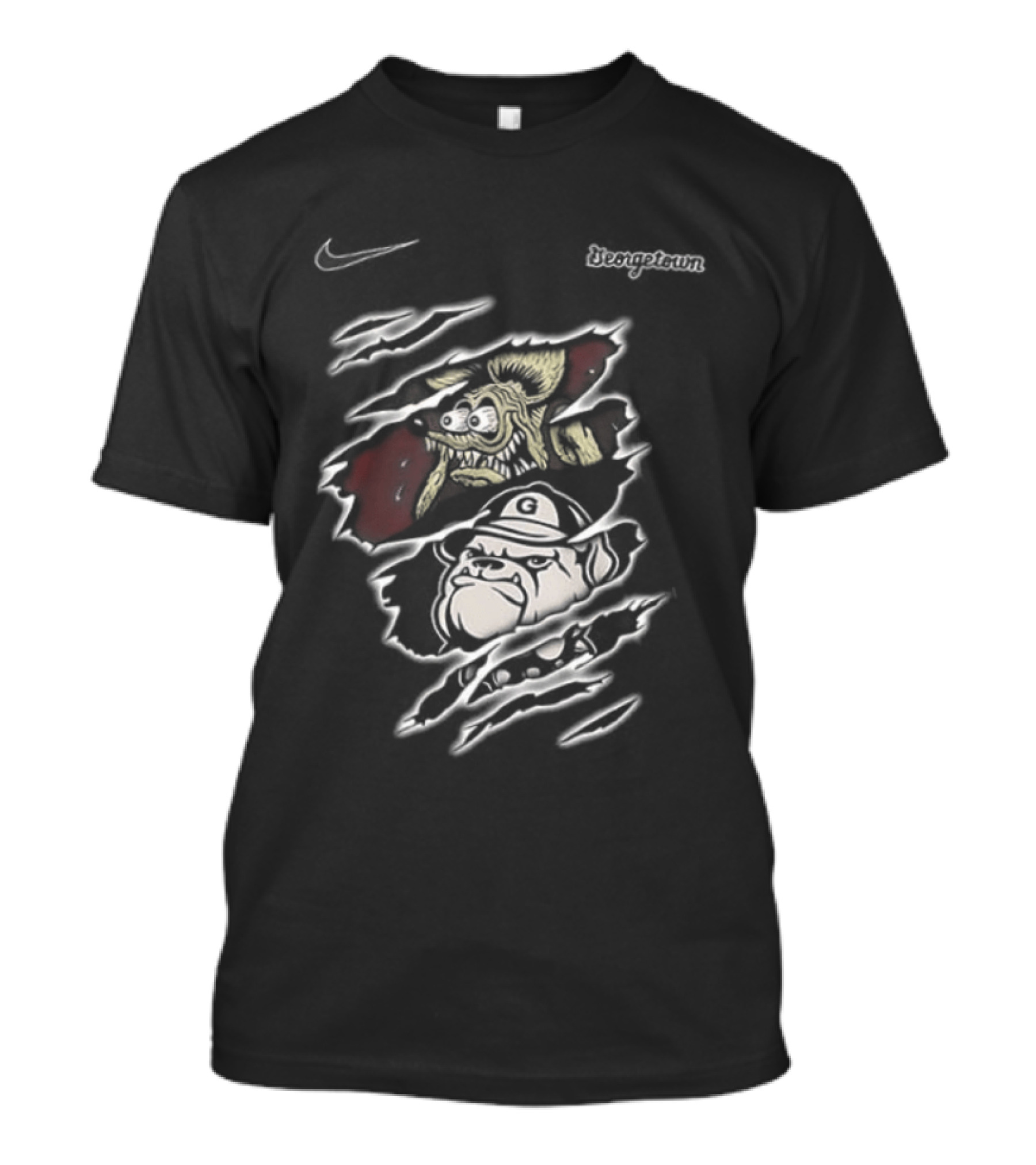 Rat Fink Hoyas Built Not To Bow Georgetown NCAA 2 Sided T-Shirt