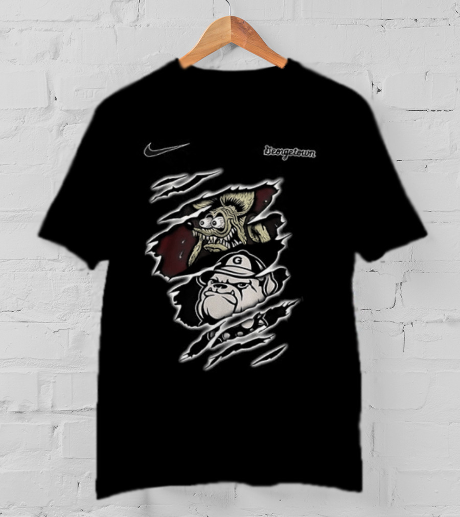 Rat Fink Hoyas Built Not To Bow Georgetown NCAA 2 Sided T-Shirt