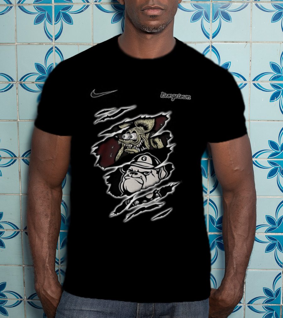 Rat Fink Hoyas Built Not To Bow Georgetown NCAA 2 Sided T-Shirt