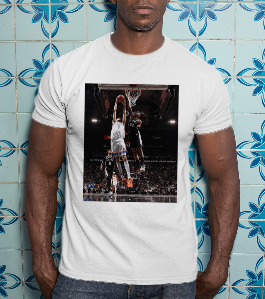 Spurs Devin Vassell Blocks Thunder Chet Holmgren NBA Basketball Moment T-Shirt
