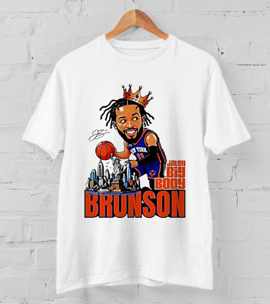 Jalen Brunson New York Knicks Big Body King 2026 Basketball Star With Crown And Skyline T-Shirt