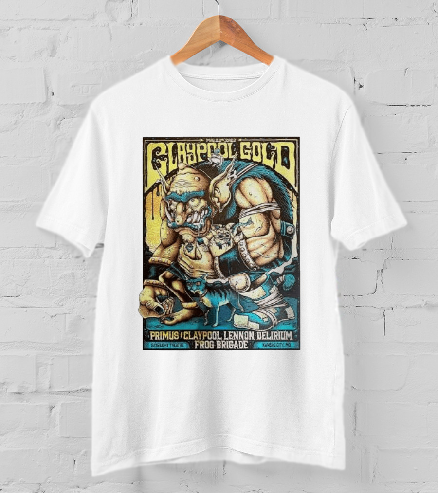 May 28 2026 Claypool Gold Primus Claypool Lennon Delirium Frog Brigade Starlight Theatre Kansas City MO T-Shirt