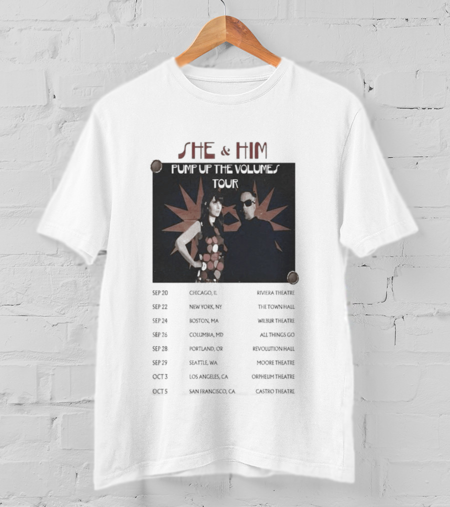 She & Him Pump Up The Volumes Tour 2026 Dates And Locations T-Shirt