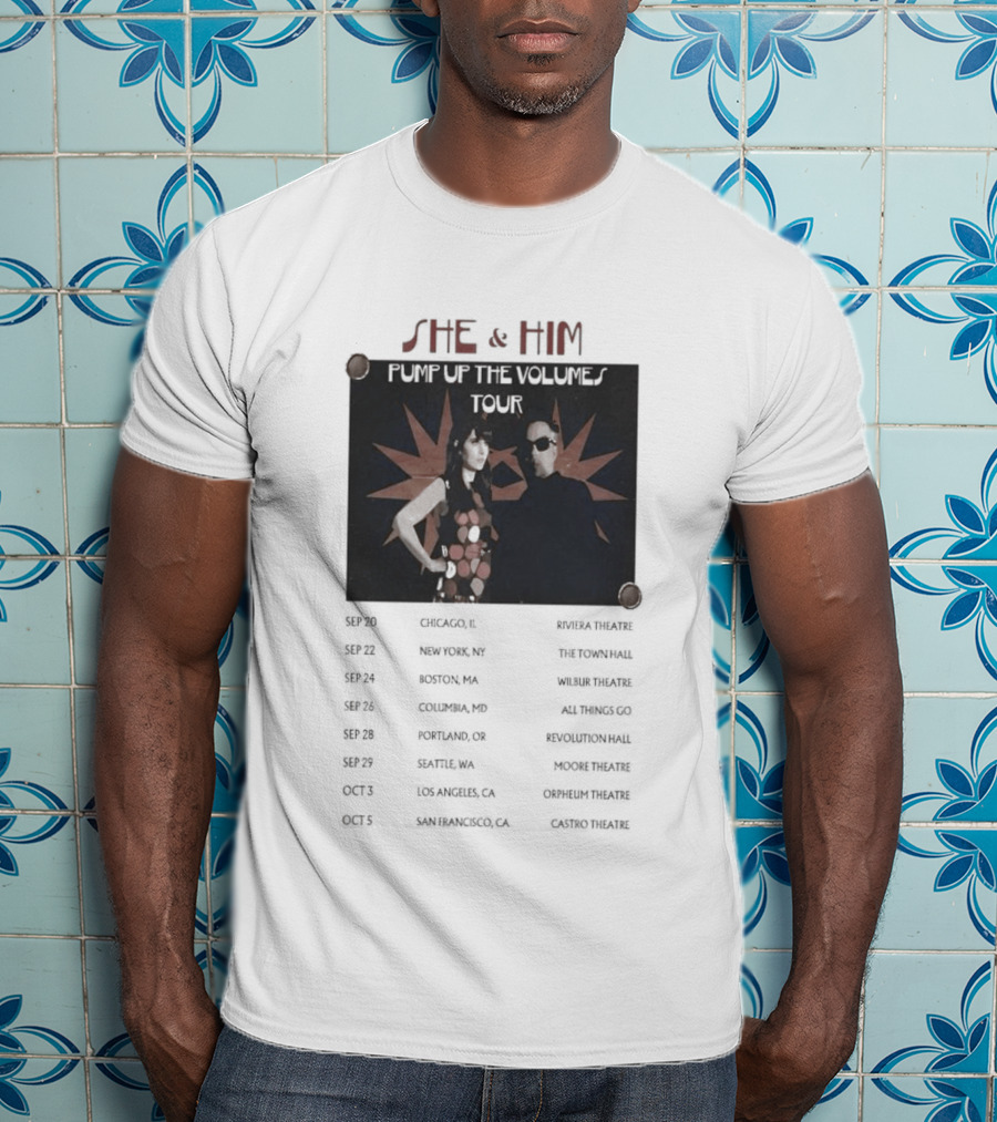 She & Him Pump Up The Volumes Tour 2026 Dates And Locations T-Shirt