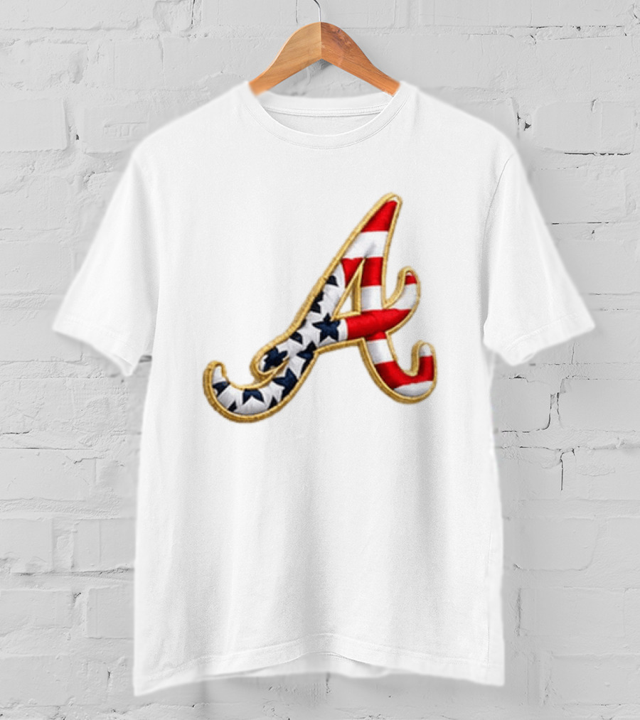 America 250th Anniversary Braves Hat Patriotic Letter A Stars And Stripes T-Shirt