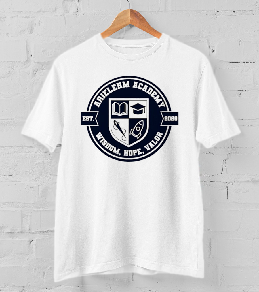 Arielehm Academy Crest Est 2026 Wisdom Hope Valor T-Shirt