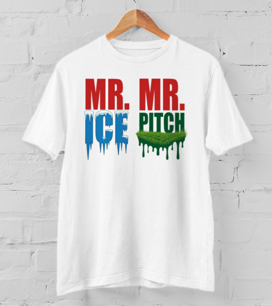 MR ICE MR PITCH Frosty Letters Green Grass Drips T-Shirt