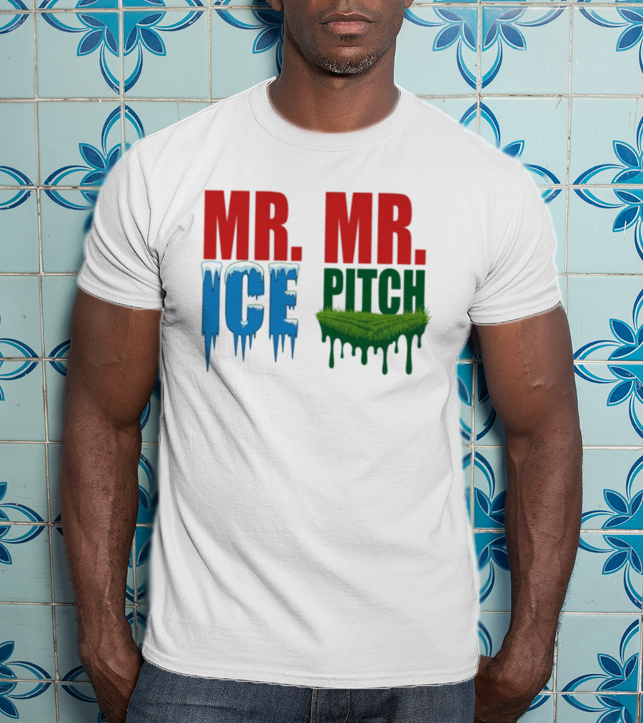 MR ICE MR PITCH Frosty Letters Green Grass Drips T-Shirt
