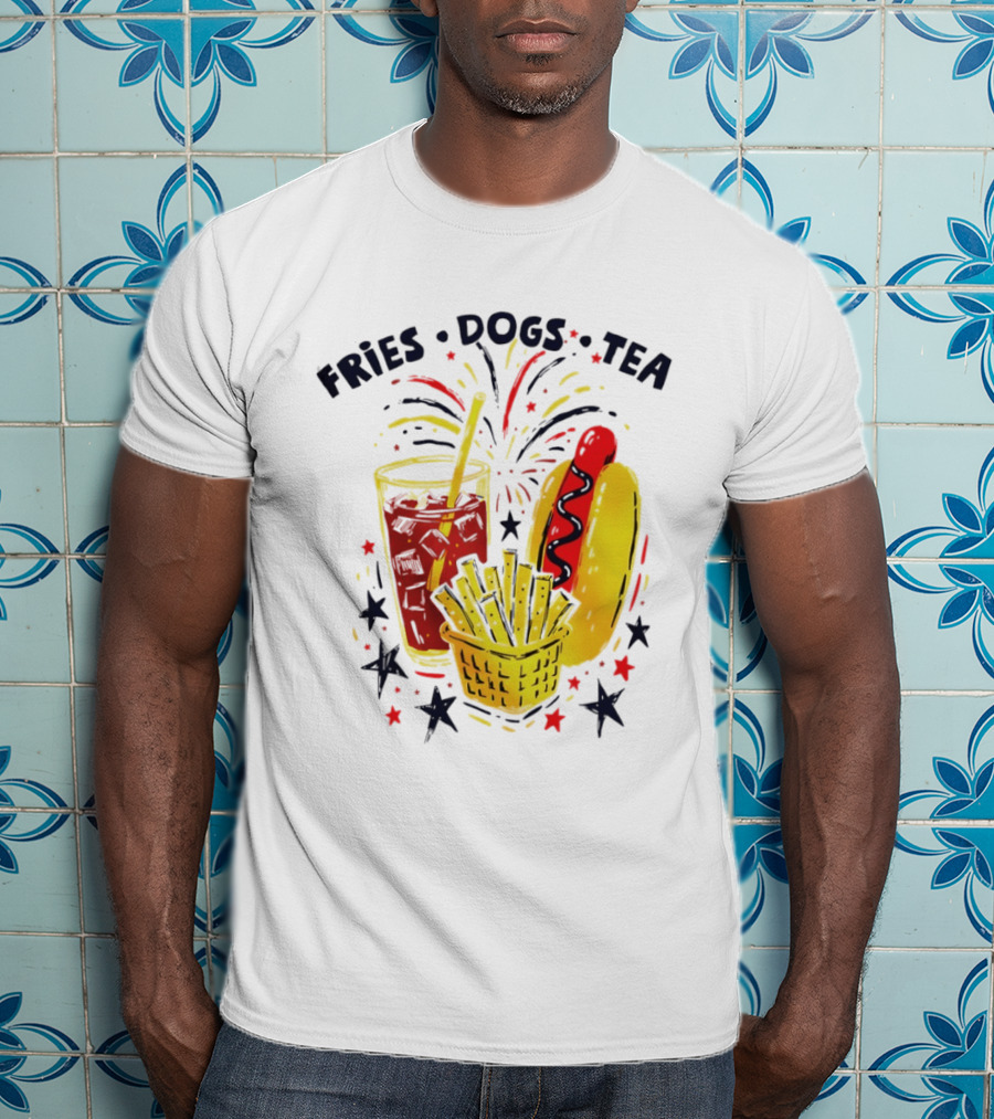Fourth Of July Fries Dogs Tea Fireworks 250th Anniversary Celebration America T-Shirt