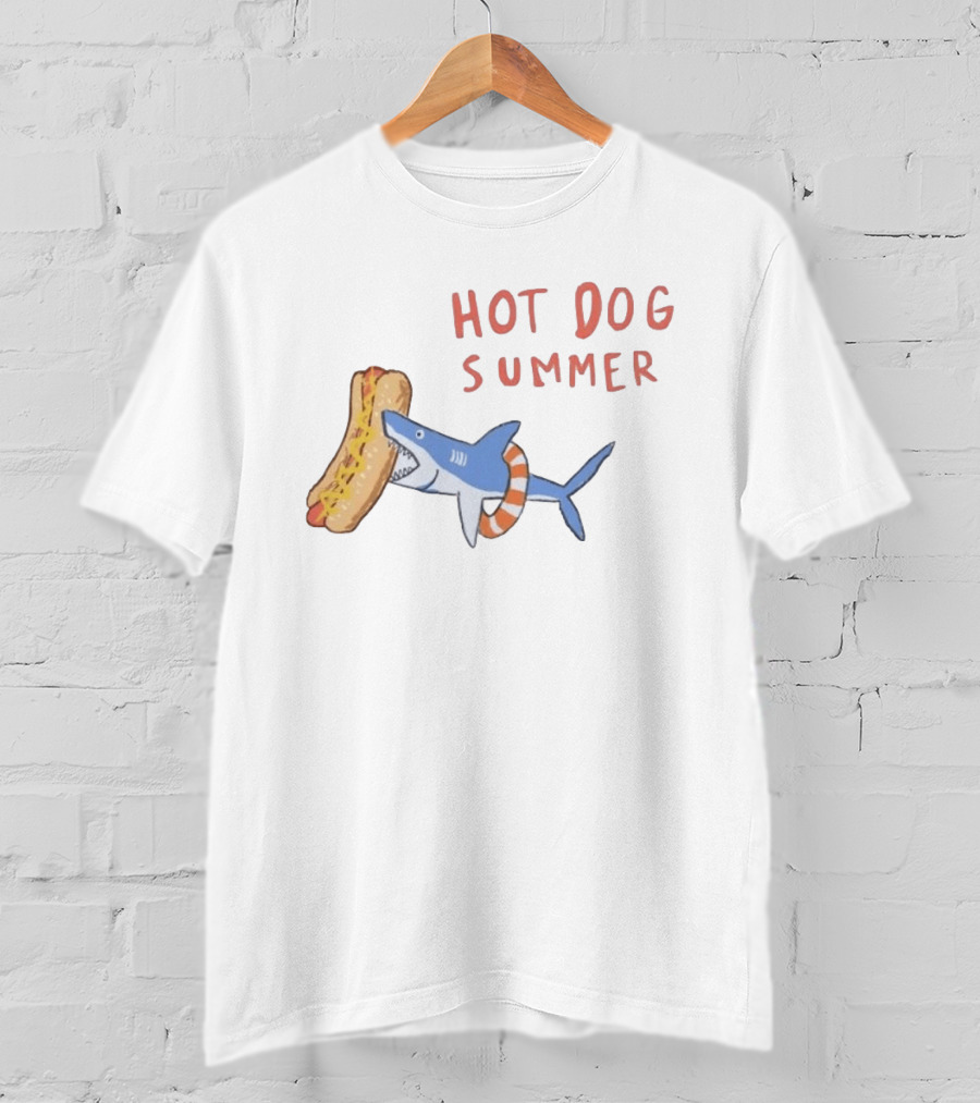 Hot Dog Summer Shark With Life Preserver And Snack T-Shirt