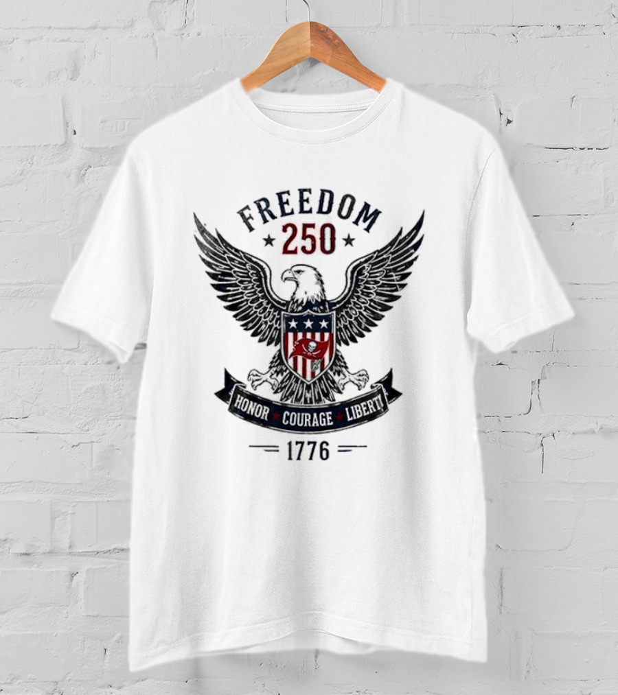 Tampa Bay Buccaneers X Freedom 250 Honor Courage Liberty United We Stand Eagle 1776 T-Shirt