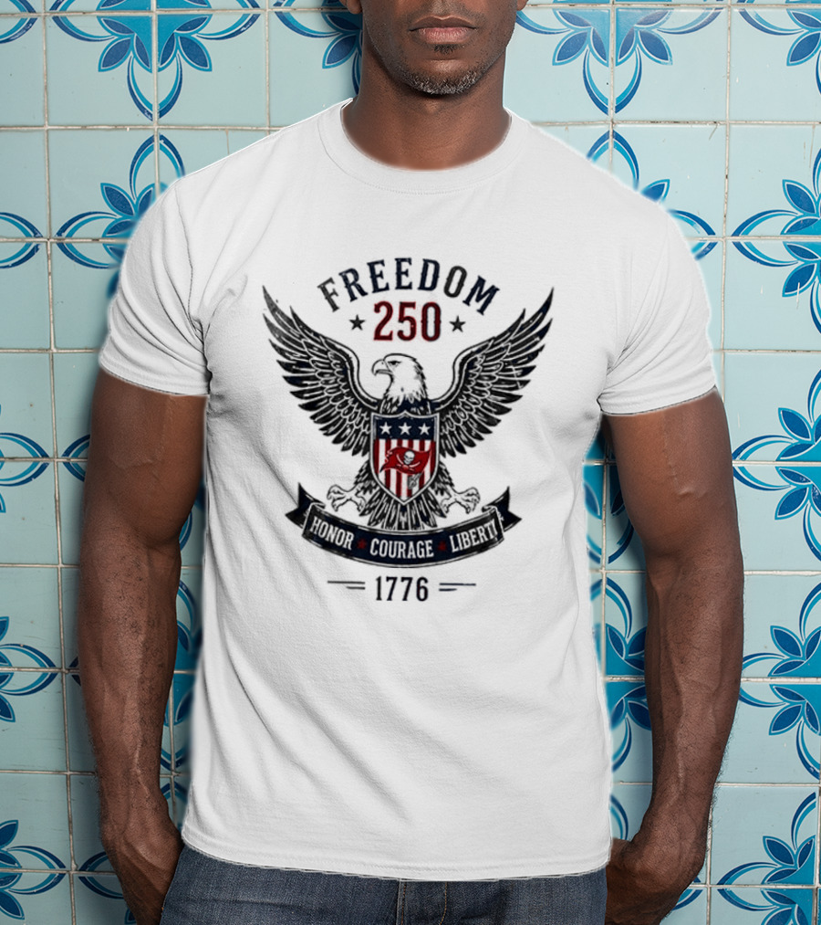 Tampa Bay Buccaneers X Freedom 250 Honor Courage Liberty United We Stand Eagle 1776 T-Shirt