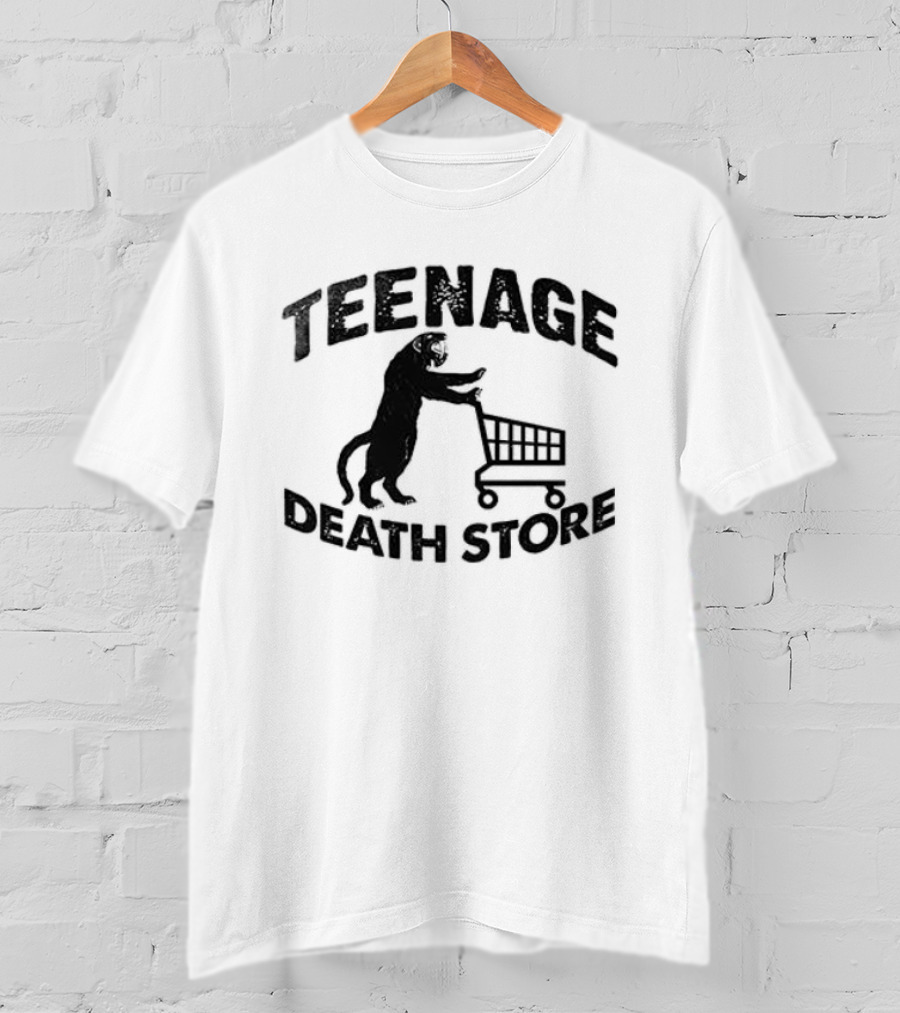 Teenage Death Store Bear Pushing Shopping Cart T-Shirt