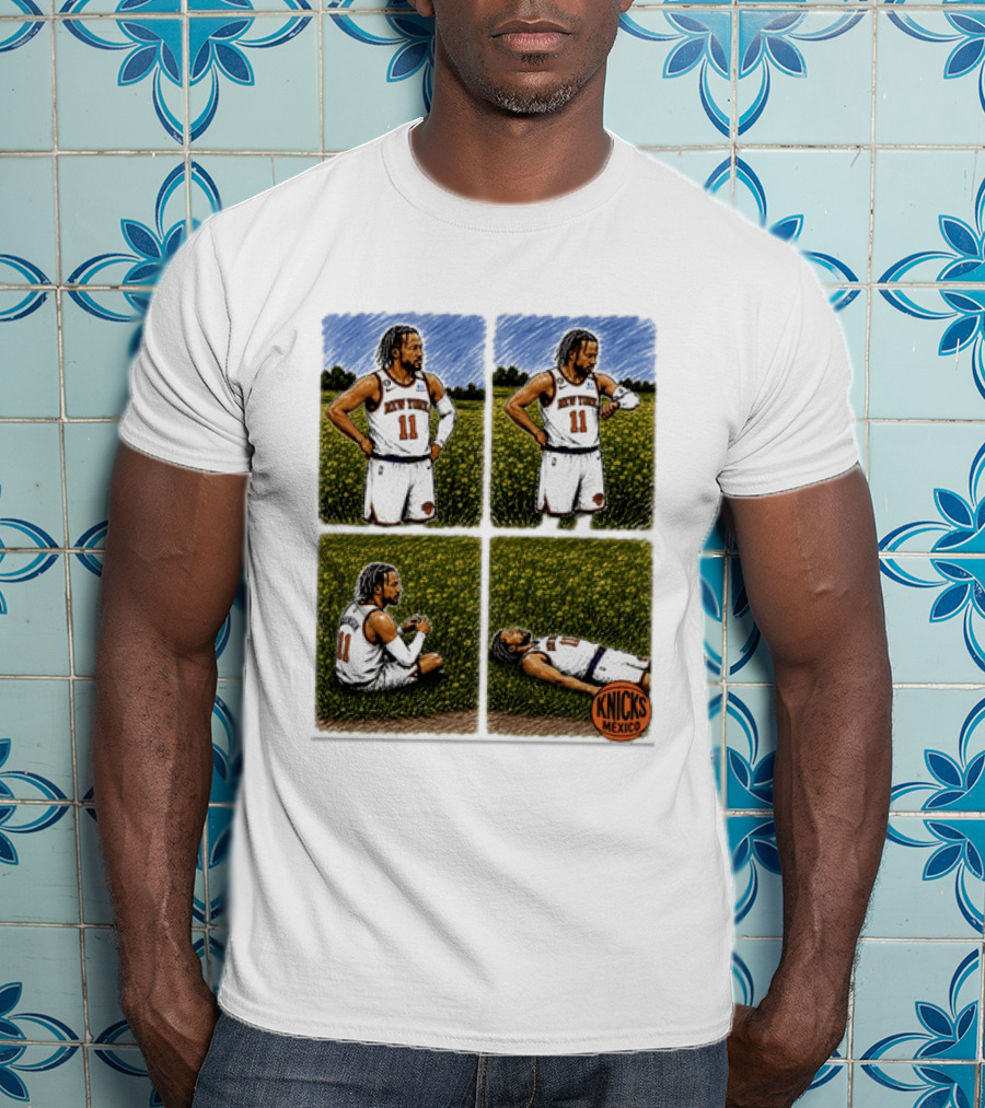 New York Knicks Jalen Brunson Whorled Tickseed Comic Knicks Mexico T-Shirt