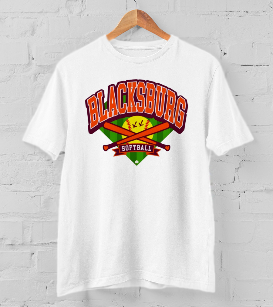 Blacksburg Softball Team Virginia Club Baseball Bat Crossed T-Shirt