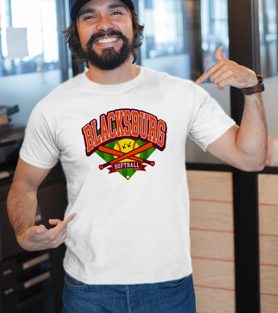 Blacksburg Softball Team Virginia Club Baseball Bat Crossed T-Shirt