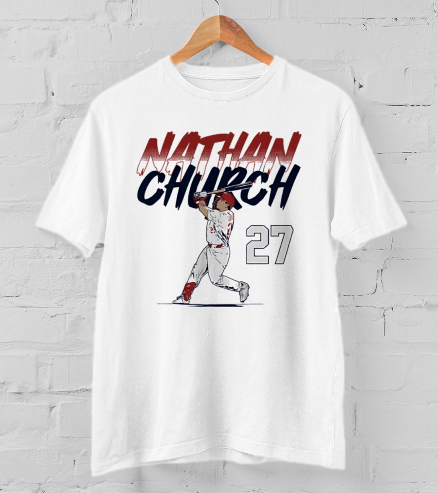 Nathan Church 27 St. Louis Baseball Slugger Swing T-Shirt
