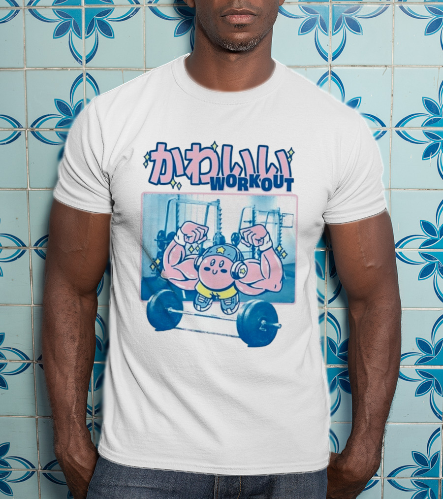 Kawaii Workout Kirby Barbell Gym Motivation T-Shirt