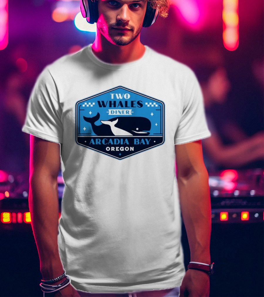 Two Whales Diner Arcadia Bay Oregon Crest T-Shirt