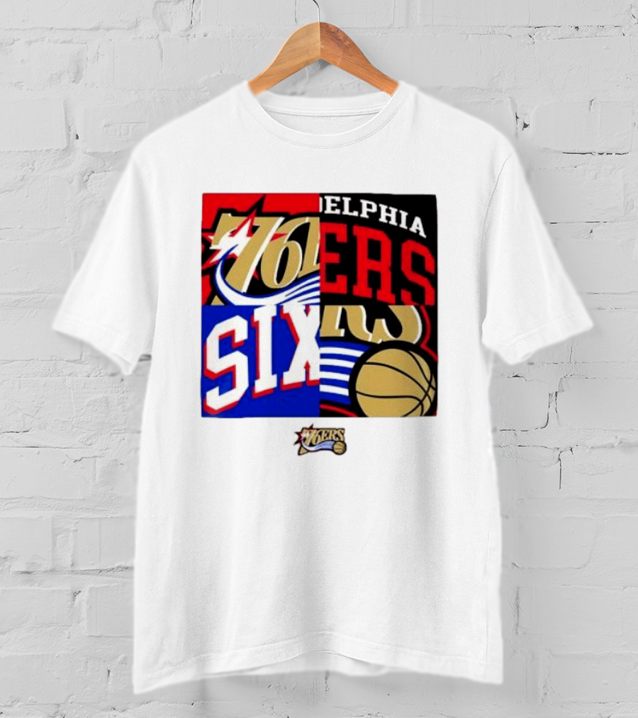 Philadelphia 76ers Vintage Block Logo Compilation NBA Basketball Fan Merch T-Shirt