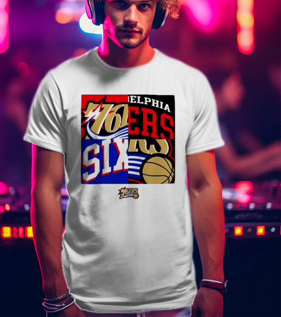 Philadelphia 76ers Vintage Block Logo Compilation NBA Basketball Fan Merch T-Shirt