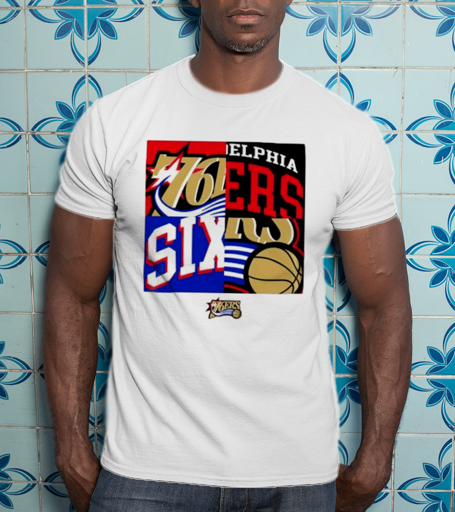Philadelphia 76ers Vintage Block Logo Compilation NBA Basketball Fan Merch T-Shirt