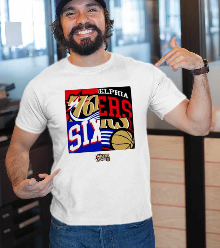 Philadelphia 76ers Vintage Block Logo Compilation NBA Basketball Fan Merch T-Shirt