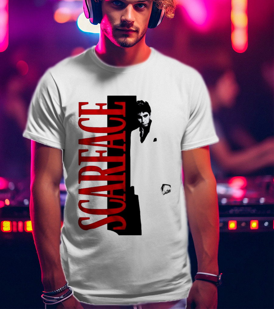Tony Montana Scarface Movie Iconic Red Black T-Shirt