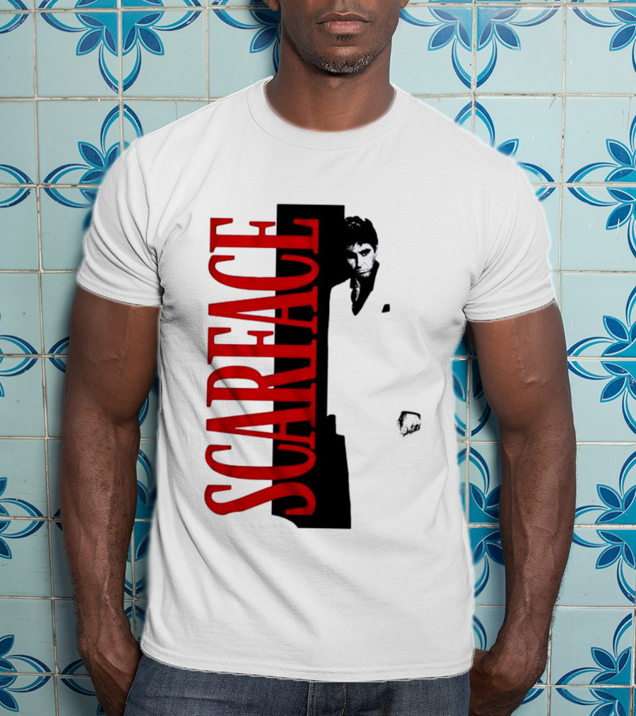 Tony Montana Scarface Movie Iconic Red Black T-Shirt