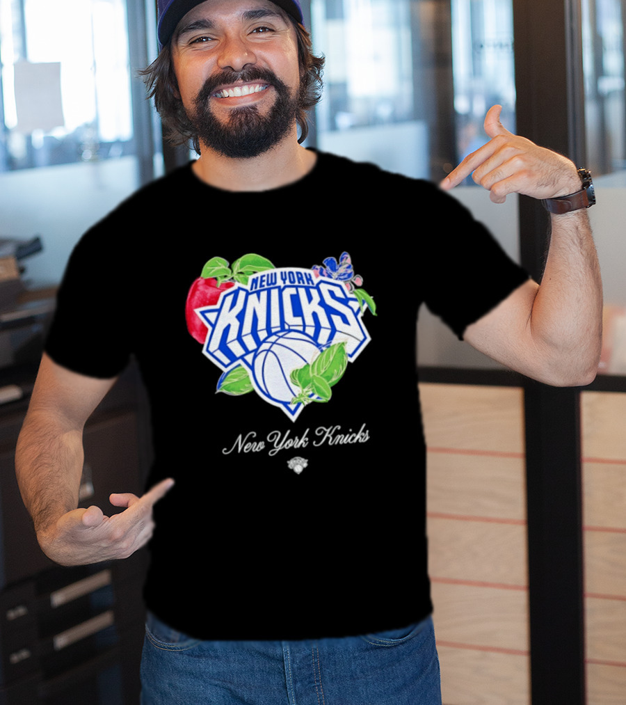 New York Knicks Lifestyle Capsule Floral Fruit Apple Basketball T-Shirt