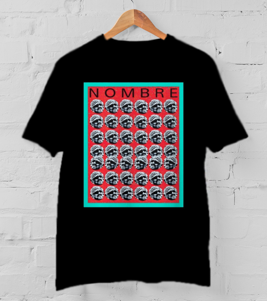 NOMBRE Repeating Pattern Red Teal T-Shirt