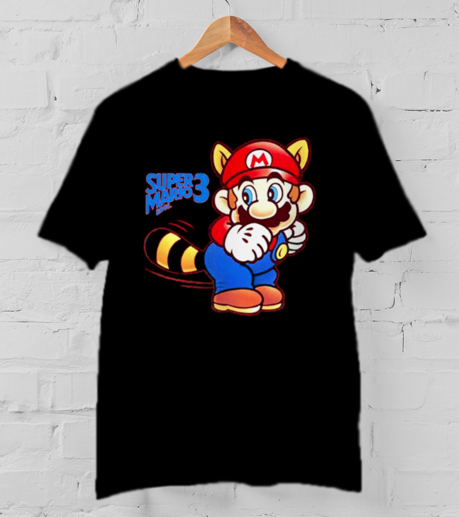 Super Mario Bros 3 Raccoon Mario Tail Whip Retro Game Nostalgia T-Shirt