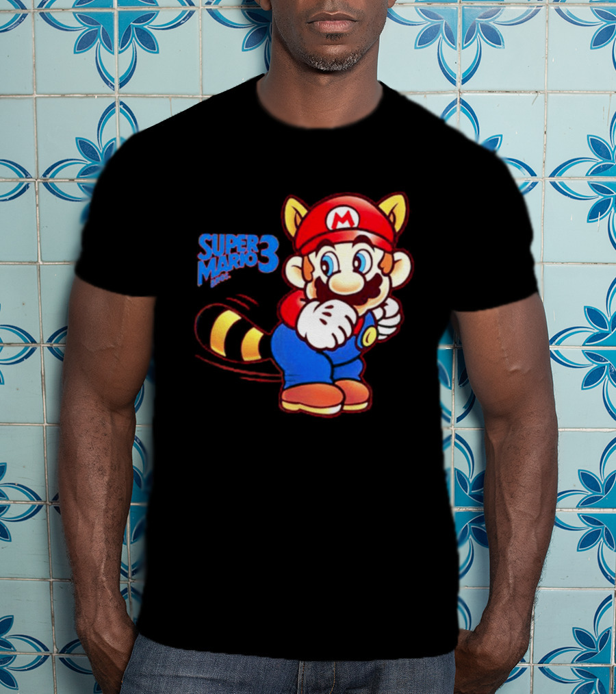 Super Mario Bros 3 Raccoon Mario Tail Whip Retro Game Nostalgia T-Shirt
