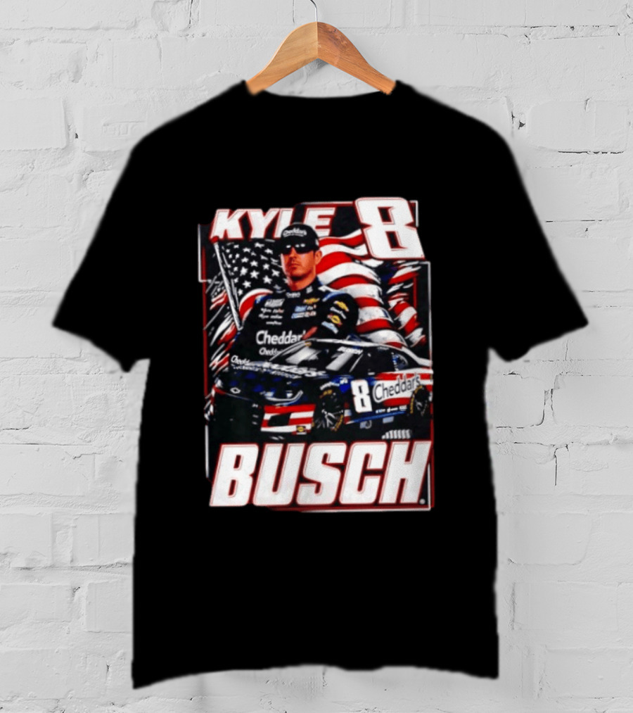 Kyle Busch 8 Cheddar's Racing With American Flag T-Shirt