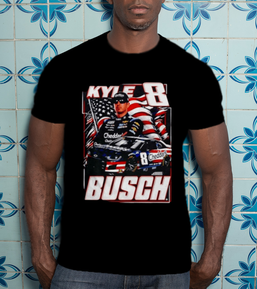 Kyle Busch 8 Cheddar's Racing With American Flag T-Shirt