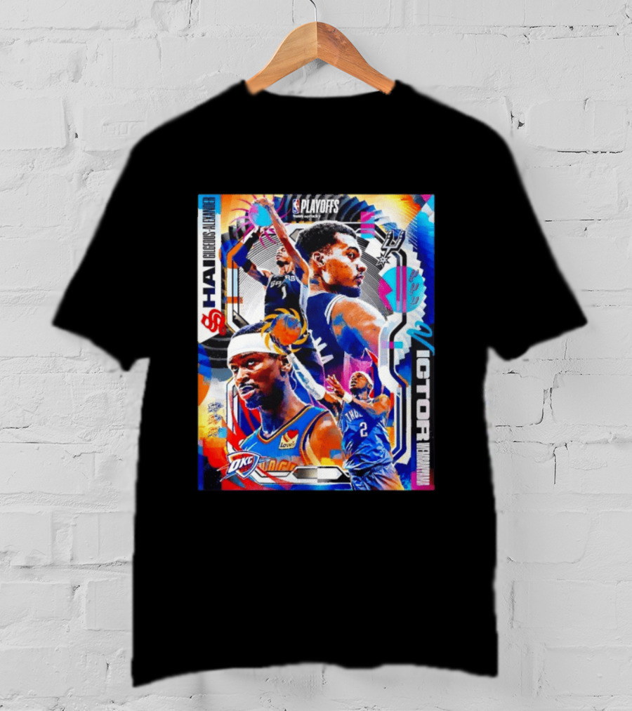 NBA Playoffs Shai Gilgeous Alexander OKC Thunder Victor Wembanyama Spurs Matchup T-Shirt