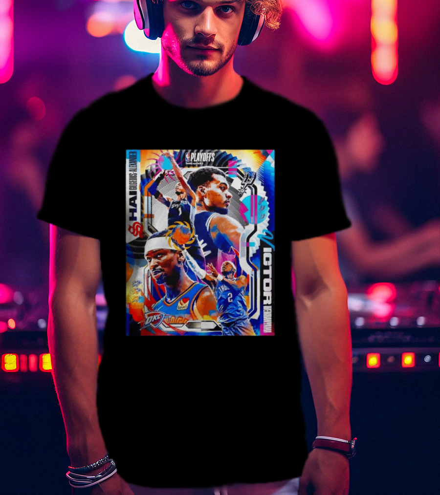 NBA Playoffs Shai Gilgeous Alexander OKC Thunder Victor Wembanyama Spurs Matchup T-Shirt