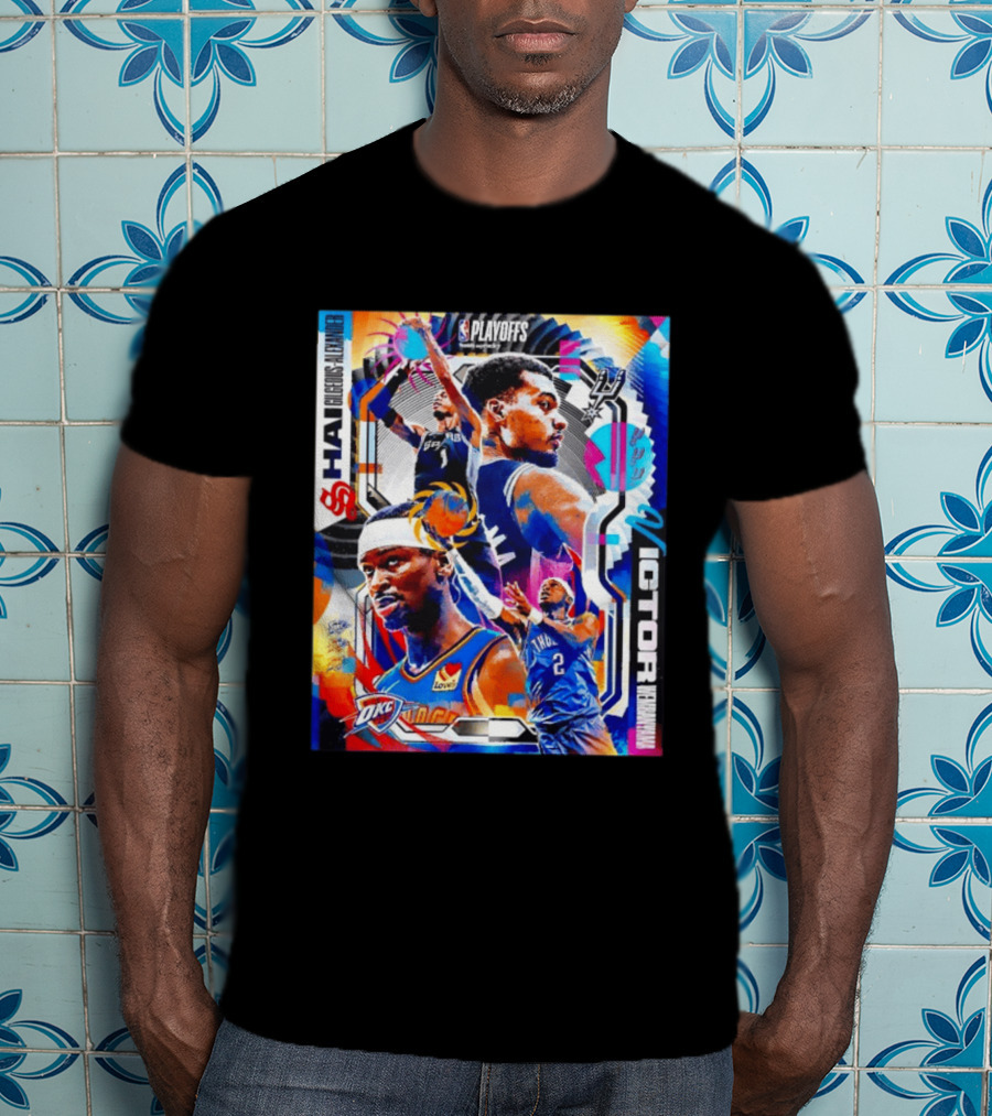 NBA Playoffs Shai Gilgeous Alexander OKC Thunder Victor Wembanyama Spurs Matchup T-Shirt