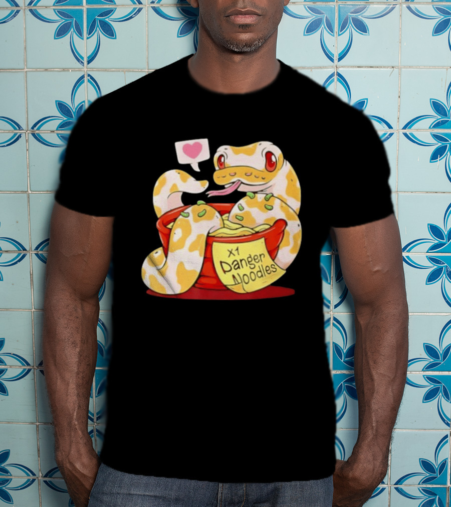Snake Love X1 Danger Noodles Cartoon Cute Snake With Heart Speech Bubble T-Shirt