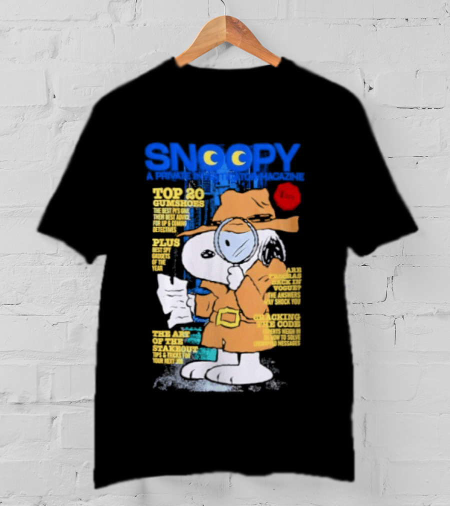 Snoopy Top 20 Clues Uncover Mystery Solved Peanuts Detective Investigator T-Shirt
