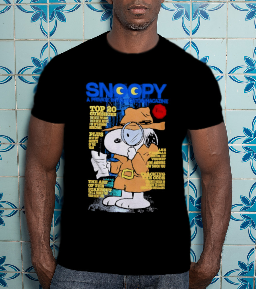Snoopy Top 20 Clues Uncover Mystery Solved Peanuts Detective Investigator T-Shirt
